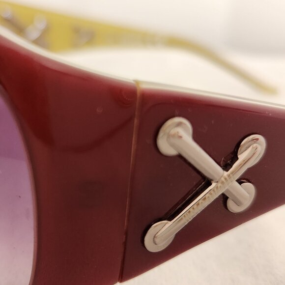 JUST CAVALLI WOMAN SUNGLASSES RECTANGULAR  BURGUNDY RED FRAME JC140S SIZE 64 15 - Picture 7 of 10